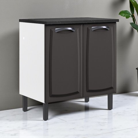 Balcão Cozinha em Aço 2 Portas 80cm com Tampo New Premium Itatiaia 