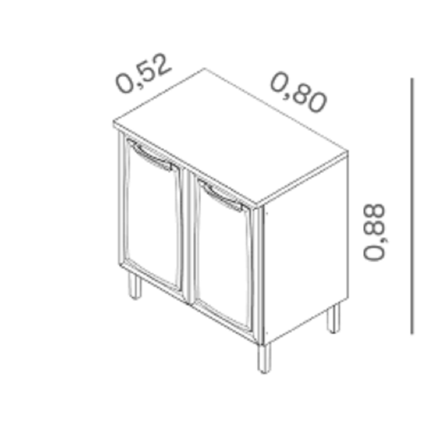 Balcão em Aço 80cm 2 Portas com Tampo New Premium  - 5