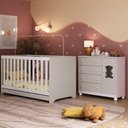 Ver imagem 1 de Berço Americano 3 em 1 com Cômoda 1 Porta 4 Gavetas Fofura Multimóveis Mp4724 Branco/off White