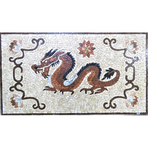Piso em Mosaico Dragão Chines Furioso 130x190cm