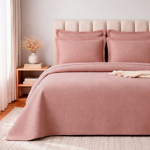 Kit Cobre Leito Colcha Liso Colore Sb Casa