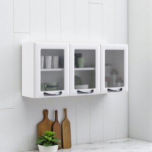 Armário de Cozinha em Aço 3 Portas 120cm com Vidro New Premium Itatiaia 