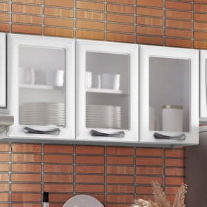Armário em Aço 120cm 3 Portas com Vidro New Premium Itatiaia
