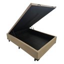 Ver imagem 4 de Base Box com Baú Casal Linho Bege 1,38 X 1,88 Reforçada