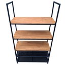 Ver imagem 4 de Estante Industrial com 2 Prateleiras de Chapa de Ferro e 3 Prateleiras de Madeira