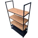 Ver imagem 3 de Estante Industrial com 2 Prateleiras de Chapa de Ferro e 3 Prateleiras de Madeira