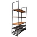Ver mais imagens de Estante Industrial com 2 Prateleiras de Chapa de Ferro e 3 Prateleiras de Madeira