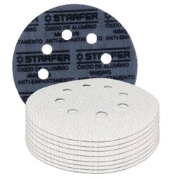 Kit 10 Disco de Lixa Velcro Branco Pluma 8 Furos 115mm Grão 1000 - Starfer - 1