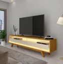 Ver imagem 2 de Rack para Tv 1.7 Retrô com Led Requinte Naturale com Off White - Gelius Móveis