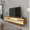 Ver imagem 2 de Rack para Tv 1.7 Retrô com Led Requinte Naturale com Off White - Gelius Móveis