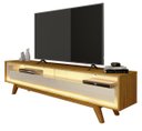 Ver imagem 1 de Rack para Tv 1.7 Retrô com Led Requinte Naturale com Off White - Gelius Móveis
