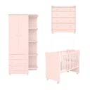 Ver imagem 2 de Quarto de Bebê Completo Doce Sonho com Berço Guarda Roupa 2 Portas Cômoda Trocador e Colchão Movellu