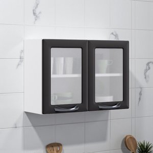 Armário de Cozinha em Aço 2 Portas com Vidro 80cm New Premium Itatiaia 