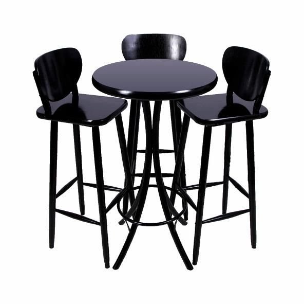 Conjunto Mesa Redonda Bistrô Madeira 3 Banquetas - Preto