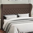 Ver imagem 2 de Cabeceira Cama Box Queen 160 Cm P05 Madrid Veludo Marrom - Lyam Decor