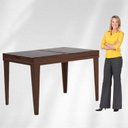 Ver imagem 4 de Mesa de Jantar Extensível Gênova 4 a 6 Lugares Vidro Preto Pés em Madeira Maciça