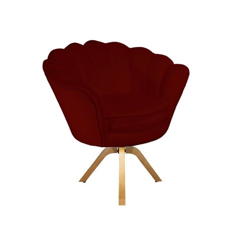 Poltrona Decorativa Pétala Base Giratória Madeira Suede Marsala Mz Decor