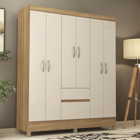 Guarda Roupa Casal Flash Ii 6 Portas + 2 Gavetas - Demóbile:amendola Touch/off-white