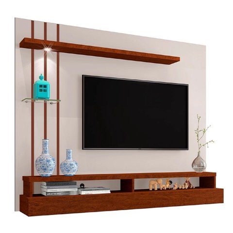 Painel de Tv Decorativo para Sala Offwhite com Canela