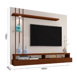 Painel de Tv Decorativo Para Sala OffWhite com Canela - 3
