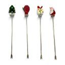 Ver imagem 4 de Kit 4 Garfinhos Natalinos para Petiscos e Aperitivos com Enfeites de Natal a: 2cm L: 13cm C: 10cm