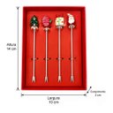 Ver imagem 3 de Kit 4 Garfinhos Natalinos para Petiscos e Aperitivos com Enfeites de Natal a: 2cm L: 13cm C: 10cm