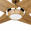 Ver imagem 1 de Ventilador de Teto Com Controle Remoto Natuvent Callis Led 4 Pás Madeira Teca 6500k Branco Frio, Luz