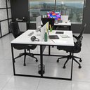 Ver imagem 5 de Escrivaninha Mesa Escritório com Gavetas 1 Gaveta 2 Lugares 120cm Industrial Branco