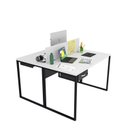 Ver imagem 4 de Escrivaninha Mesa Escritório com Gavetas 1 Gaveta 2 Lugares 120cm Industrial Branco