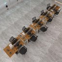 Ver imagem 1 de Estação de Trabalho 10 Lugares Smart Office 10 Mesas 8 Armários 2 Aparadores - Off White e Cedro