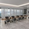 Estação de Trabalho 10 Lugares Smart Office 10 Mesas 8 Armários 2 Aparadores - Off White e Cedro - 8
