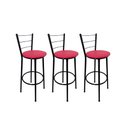 Ver imagem 1 de Kit 3 Banqueta Alta Preta Cozinha Gourmet Americana Balcão:rosa