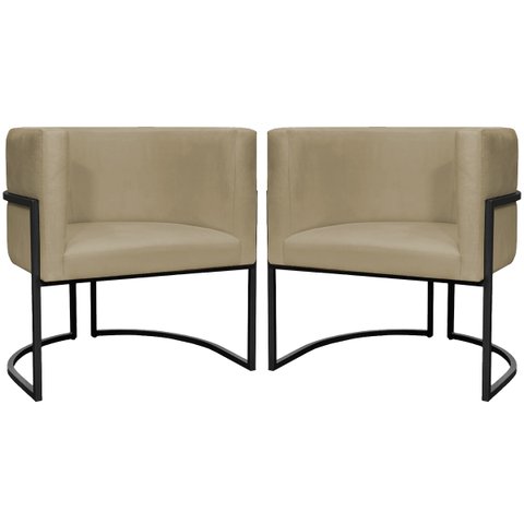 Kit 2 Poltronas Luna Decorativa Suede Cores Base Ferro Preto