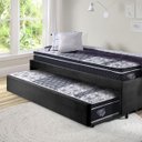 Ver imagem 3 de Bicama Box Solteiro 88x188 Suede Preto com Dois Colchões Gransleep Molas Verticoil Ecoflex