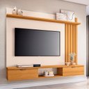 Ver imagem 1 de Painel Tv 55 Pol 160cm Bancada Suspensa Lets Cinamomo/off - Hb Móveis