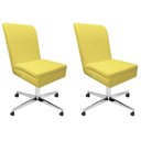 Ver imagem 1 de Kit 02 Cadeira Ana Giratória Metal Com Rodízio Suede Amarelo E Sintético Vermelho
