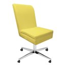 Ver imagem 3 de Kit 02 Cadeira Ana Giratória Metal Com Rodízio Suede Amarelo E Sintético Vermelho