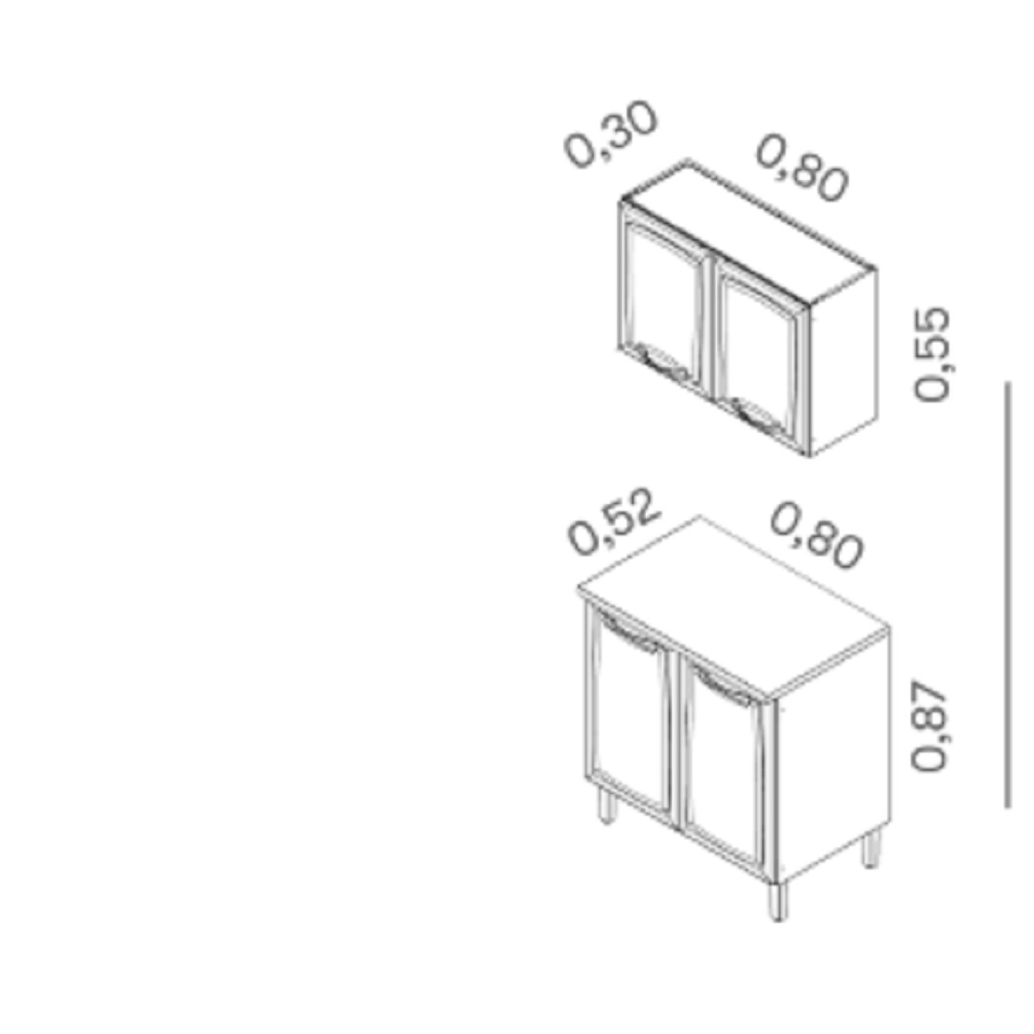 Cozinha Compacta em Aço 2 Peças 4 Portas New Premium  - 4