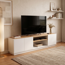 Ver imagem 1 de Rack MDF 155cm Portas Nicho Central e Rodapé Branco/Naturale