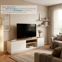 Ver imagem 5 de Rack MDF 155cm Portas Nicho Central e Rodapé Branco/Naturale