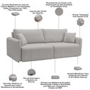 Ver imagem 5 de Sofá 3 Lugares Retrátil Reclinável 250cm Bering F04 Linho Impermeável Cinza - Lyam Decor