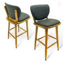 Ver imagem 1 de Kit 2 Banquetas de Madeira Torneada Bistrô Estofada - 63cm Natural