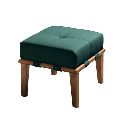 Puff Decorativo 45cm Martínez Veludo Pés Madeira Verde/Mel - Gran Belo