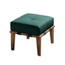 Ver imagem 1 de Puff Decorativo 45cm Martínez Veludo Pés Madeira Verde/Mel - Gran Belo