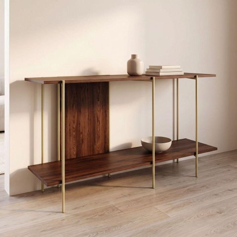 Aparador Sólis Moderno 2 Prateleiras MDF 160cm Avelã Rudnick