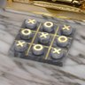Jogo de Tabuleiro Decorativo em Marmore Cinza e Dourado - 2