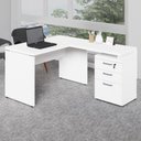 Ver imagem 1 de Mesa em L 1,20m com Gaveteiro 3 Gavetas Pés Painel F5 Office Cor:branco