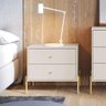 Conjunto 2 Mesas de Cabeceira com 2 Gavetas Jasper 64 Cm - Off White Fosco C/ Dourado - 2