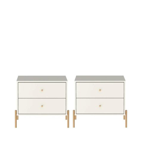 Conjunto 2 Mesas de Cabeceira com 2 Gavetas Jasper 64cm