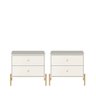 Conjunto 2 Mesas de Cabeceira com 2 Gavetas Jasper 64 Cm - Off White Fosco C/ Dourado - 1